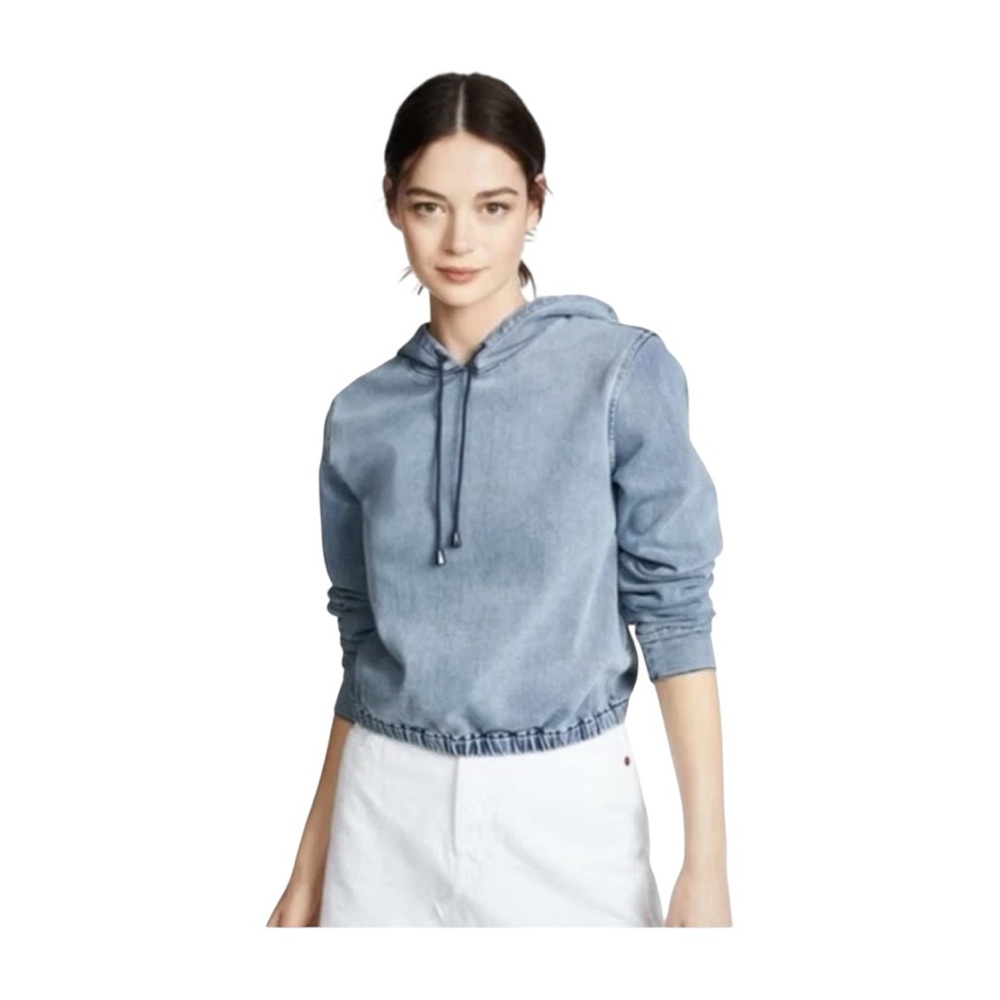 Frame Denim  Cropped Light Blue Hoodie
